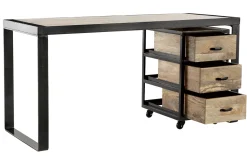 Online Miliboo Escritorio industrial con cajonera móvil en mango macizo L156 cm INDUSTRIA