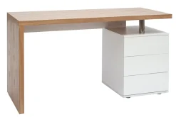 Outlet Miliboo Escritorio moderno en roble claro y blanco CALIX