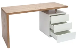 Outlet Miliboo Escritorio moderno en roble claro y blanco CALIX