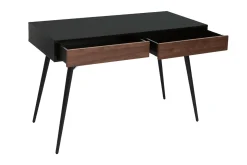 Online Miliboo Escritorio moderno negro mate y contrachapado de nogal TRIPOLI