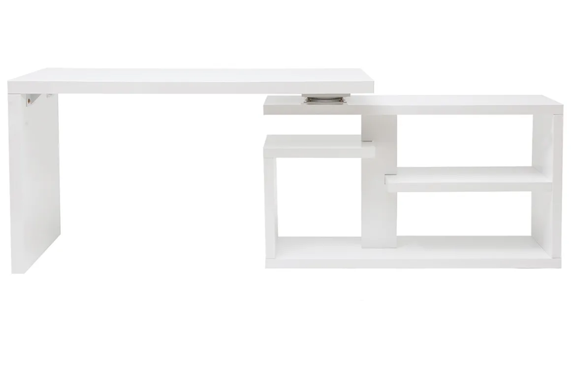Best Miliboo Escritorio moderno pivotante lacado blanco brillante L147-217 cm HALTON