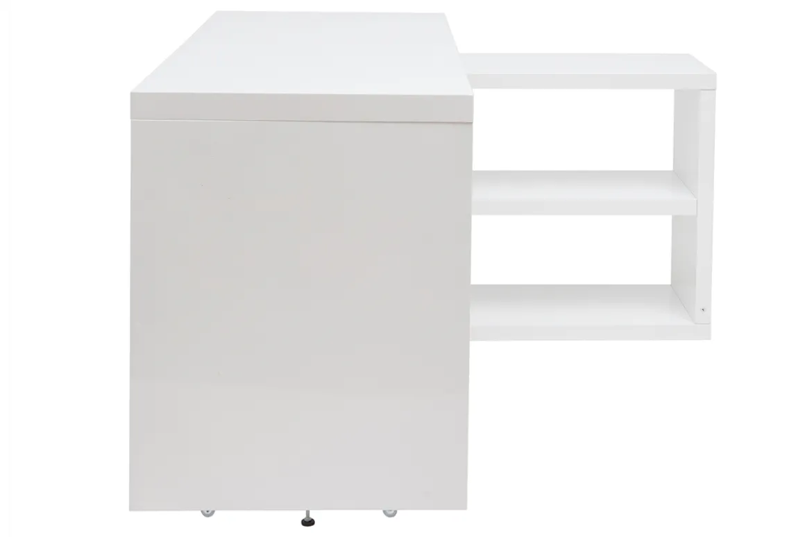 Best Miliboo Escritorio moderno pivotante lacado blanco brillante L147-217 cm HALTON