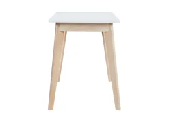 Best Sale Miliboo Escritorio nórdico con cajones madera y blanco L160 LEENA