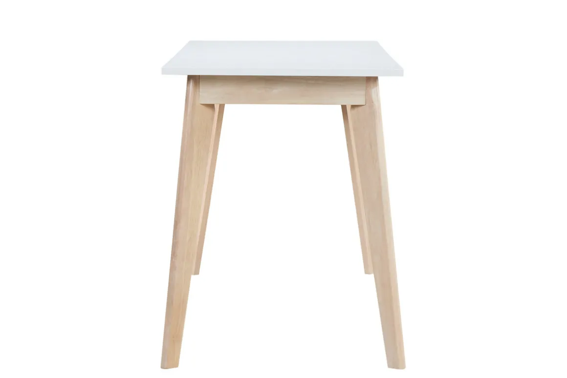 Best Sale Miliboo Escritorio nórdico con cajones madera y blanco L160 LEENA