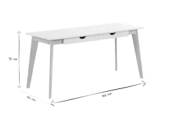 Best Sale Miliboo Escritorio nórdico con cajones madera y blanco L160 LEENA