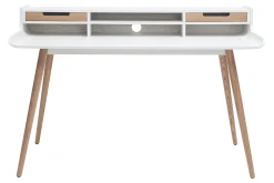 Store Miliboo Escritorio nórdico madera y blanco 2 cajones L140 cm OPUS