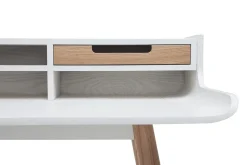 Store Miliboo Escritorio nórdico madera y blanco 2 cajones L140 cm OPUS