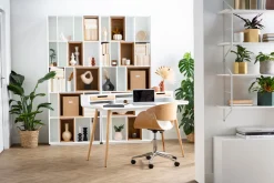 Store Miliboo Escritorio nórdico madera y blanco 2 cajones L140 cm OPUS