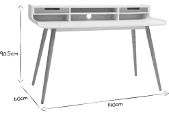 Store Miliboo Escritorio nórdico madera y blanco 2 cajones L140 cm OPUS