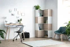 Hot Miliboo Escritorio nórdico madera blanca con almacenaje OPUS