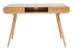 Sale Miliboo Escritorio vintage con almacenaje de madera clara y caña 120 cm OLYMPE