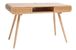 Sale Miliboo Escritorio vintage con almacenaje de madera clara y caña 120 cm OLYMPE