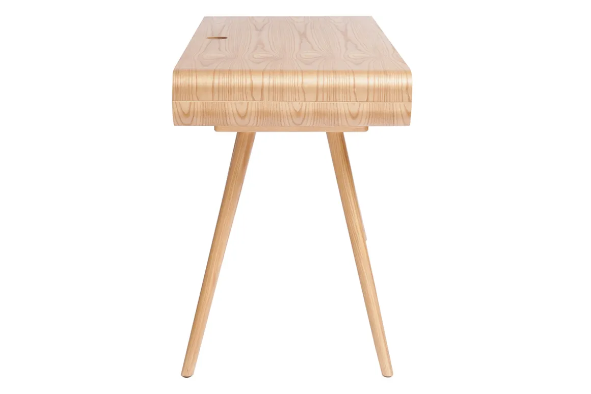 Sale Miliboo Escritorio vintage con almacenaje de madera clara y caña 120 cm OLYMPE