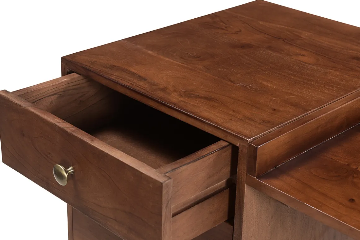 Discount Miliboo Escritorio vintage con compartimento de almacenaje de madera de acacia maciza 130 cm ROBY