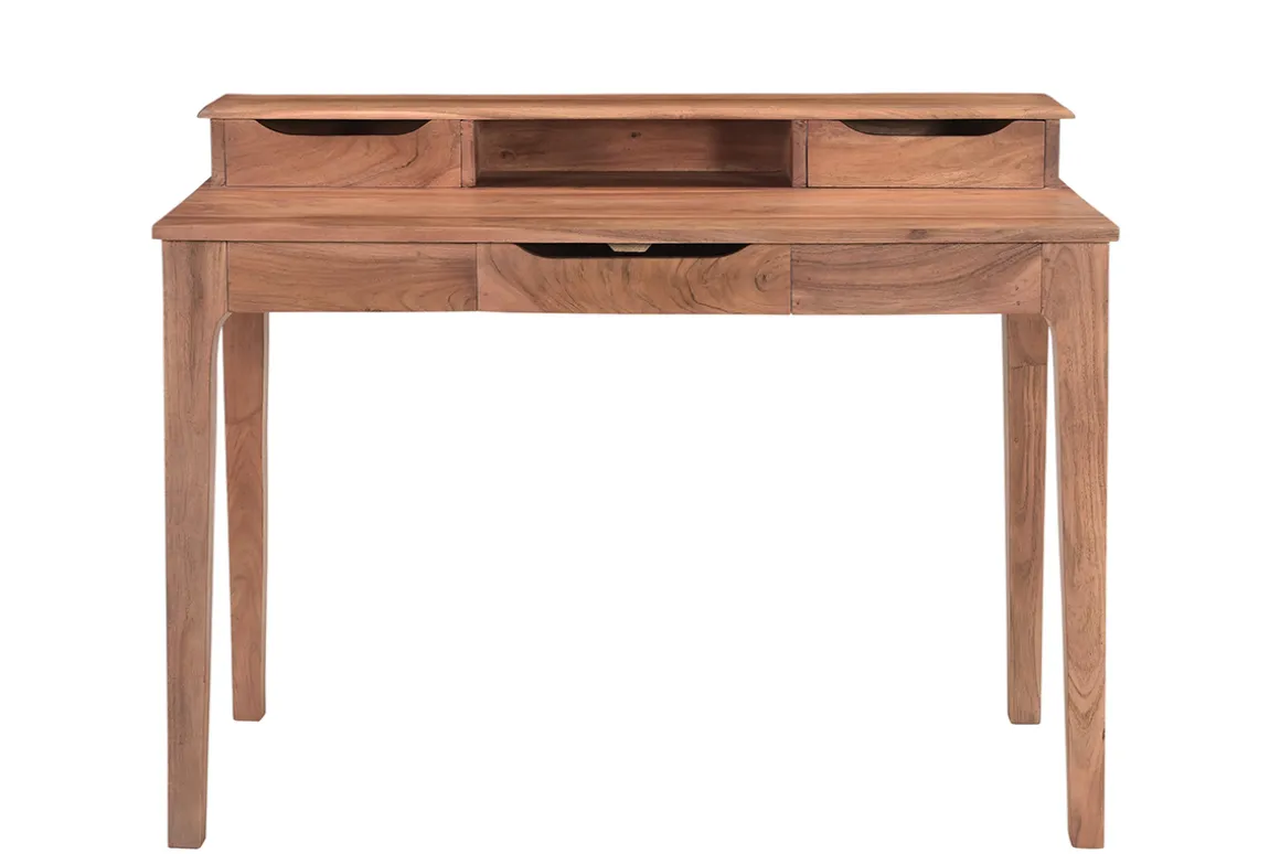 Clearance Miliboo Escritorio vintage de acacia maciza con compartimento y cajones 115 cm GARY