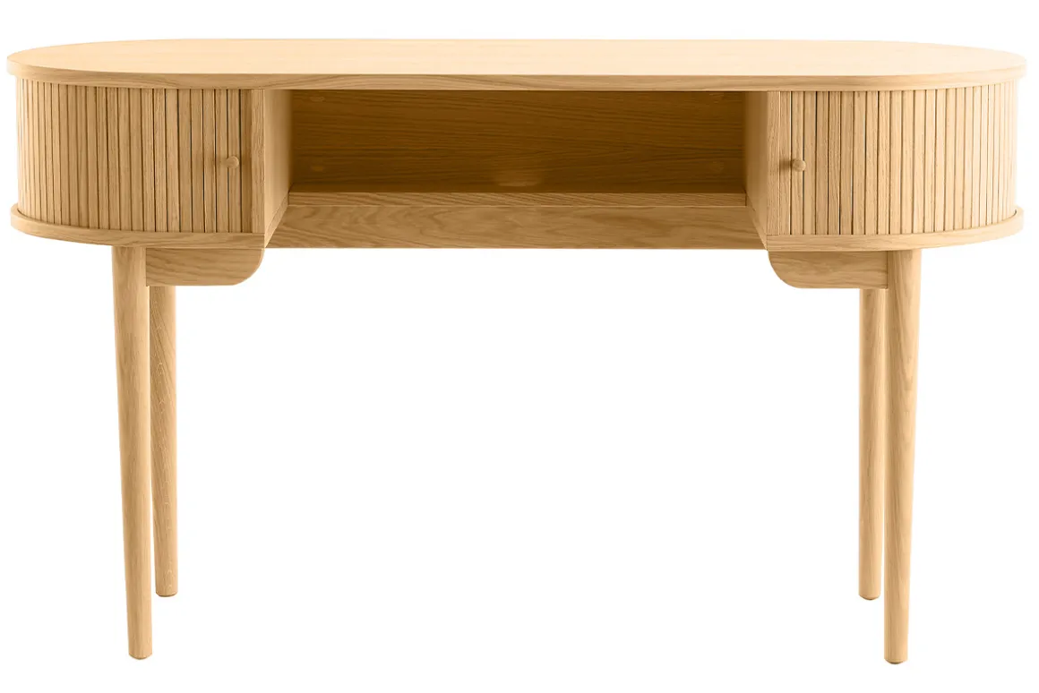 Discount Miliboo Escritorio vintage de contrachapado de roble con patas de roble macizo EPIC