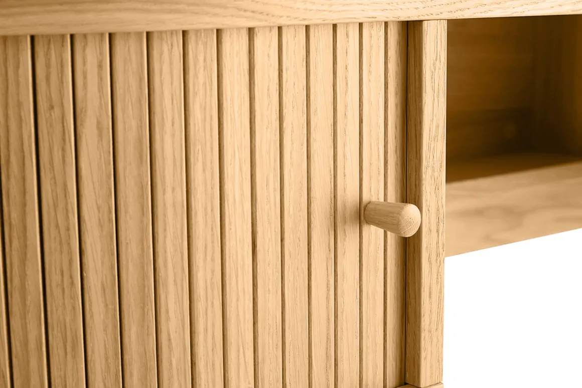 Discount Miliboo Escritorio vintage de contrachapado de roble con patas de roble macizo EPIC