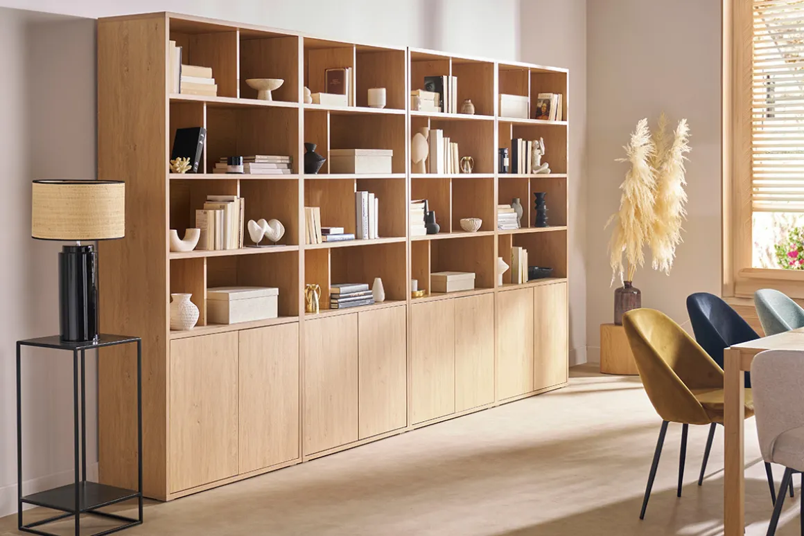 Store Miliboo Estantería acabado de madera clara de roble 92 cm - NAGANO