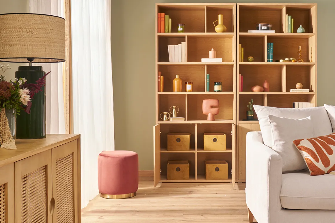 Store Miliboo Estantería acabado de madera clara de roble 92 cm - NAGANO