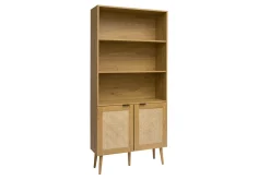 Online Miliboo Estantería acabado en madera clara, rejilla de ratán y metal negro L90 MANILLE