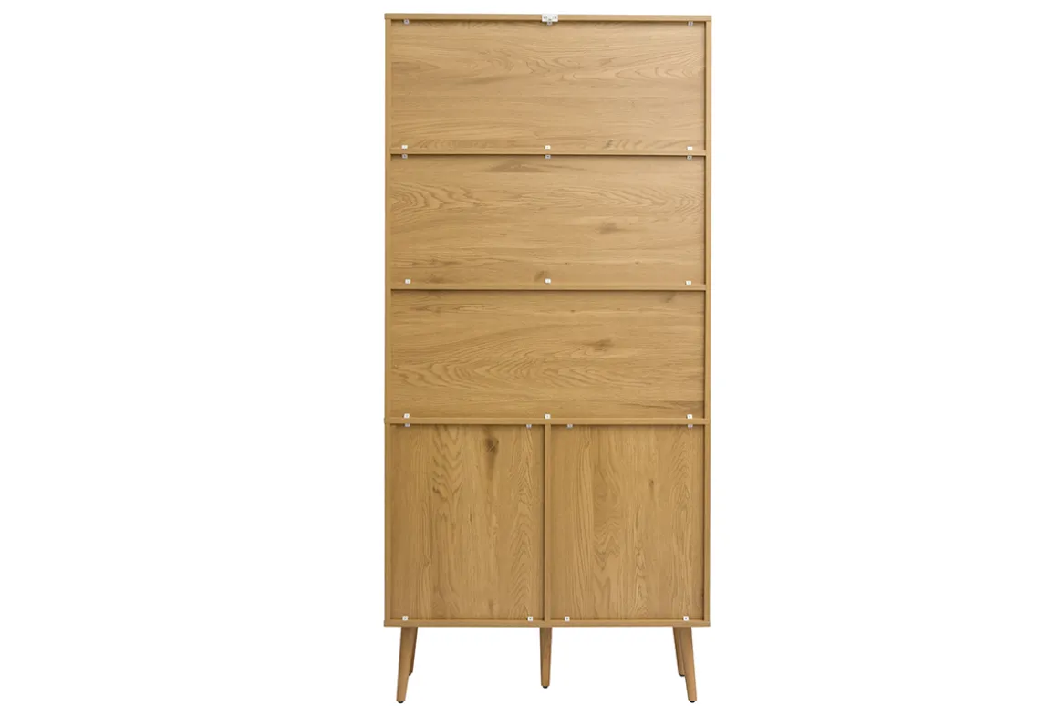 Online Miliboo Estantería acabado en madera clara, rejilla de ratán y metal negro L90 MANILLE