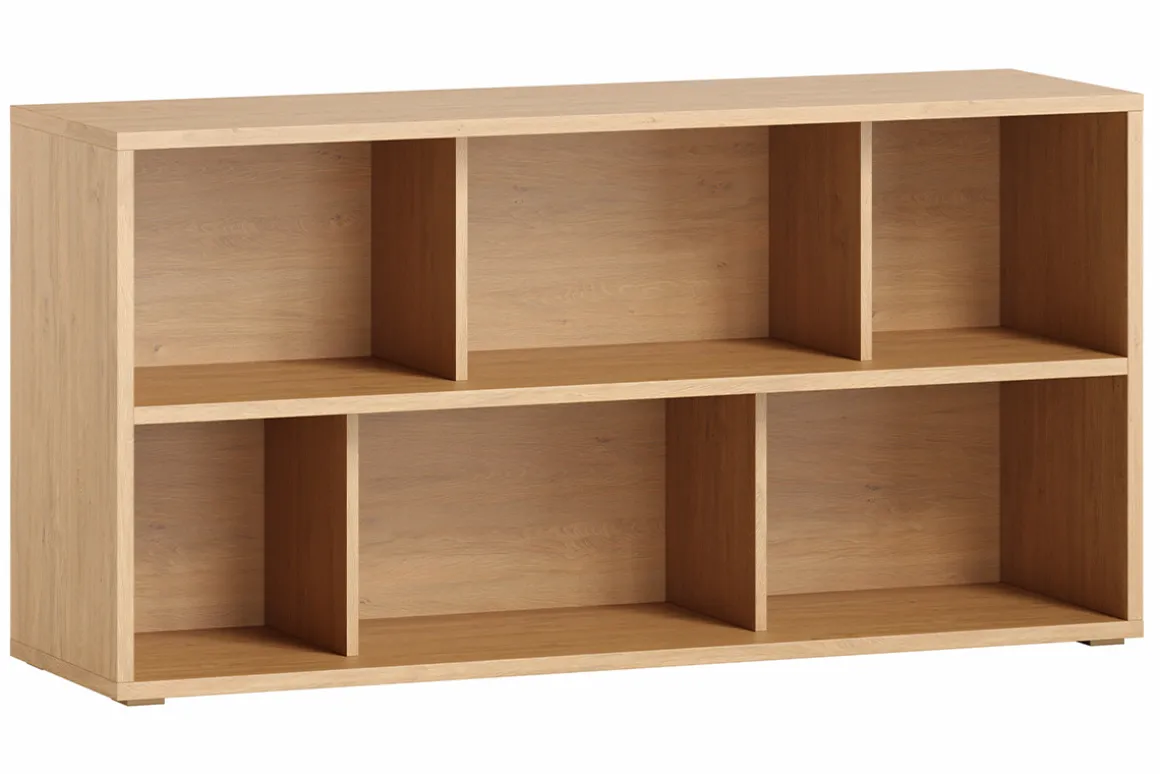 Fashion Miliboo Estantería baja acabado de madera clara de roble 140 cm EPURE