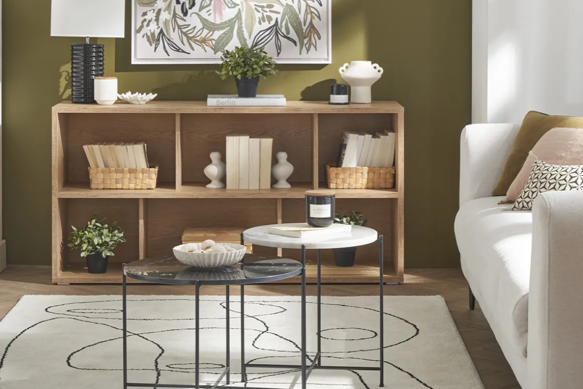 Fashion Miliboo Estantería baja acabado de madera clara de roble 140 cm EPURE