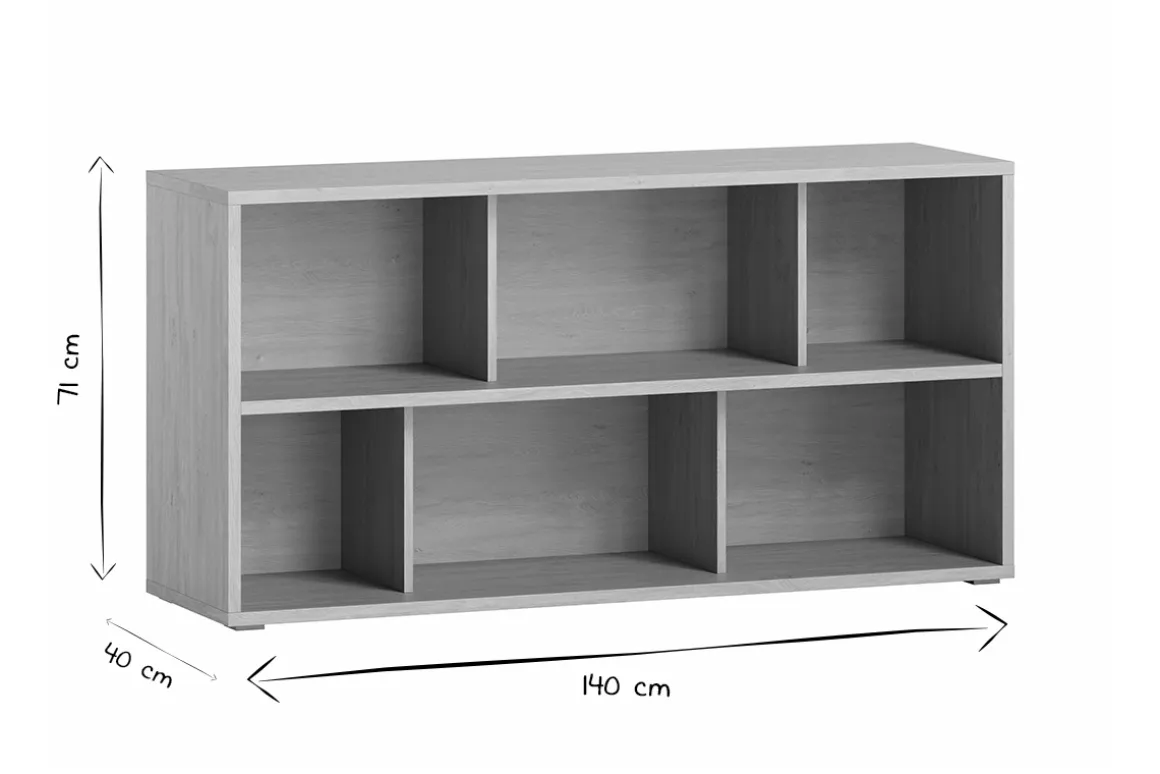 Fashion Miliboo Estantería baja acabado de madera clara de roble 140 cm EPURE