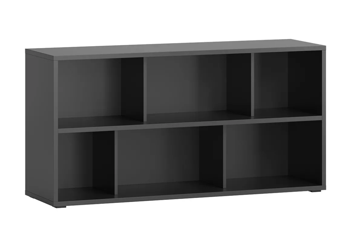 Outlet Miliboo Estantería baja acabado de madera negra 140 cm EPURE