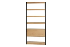 Sale Miliboo Estantería con espacio de almacenaje cerrado de madera de roble claro y acabado metálico negro 94 cm FLEA