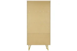 Clearance Miliboo Estantería de diseño con grabados blanco mate y metal dorado con 2 puertas 86 cm OZEN