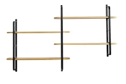 Fashion Miliboo Estantería de pared de madera maciza de mango y metal negro 122 cm AKINA