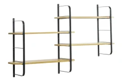 Fashion Miliboo Estantería de pared de madera maciza de mango y metal negro 122 cm AKINA