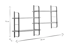 Fashion Miliboo Estantería de pared de madera maciza de mango y metal negro 122 cm AKINA