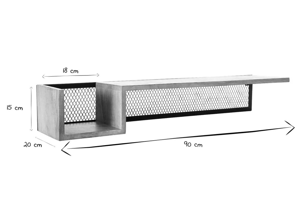 Sale Miliboo Estantería de pared industrial mango y metal 90 cm RACK