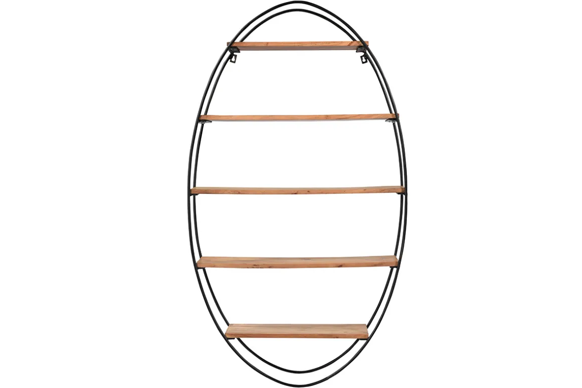 Sale Miliboo Estantería de pared oval en acacia y metal A130 cm HANG