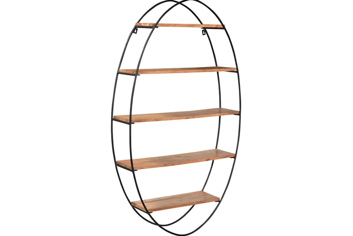 Sale Miliboo Estantería de pared oval en acacia y metal A130 cm HANG