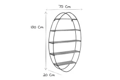 Sale Miliboo Estantería de pared oval en acacia y metal A130 cm HANG