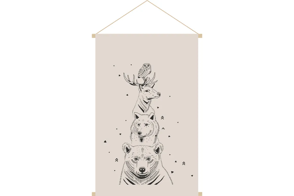Fashion Miliboo Kakemono con animalillos del bosque 40 x 60 cm BUDDY