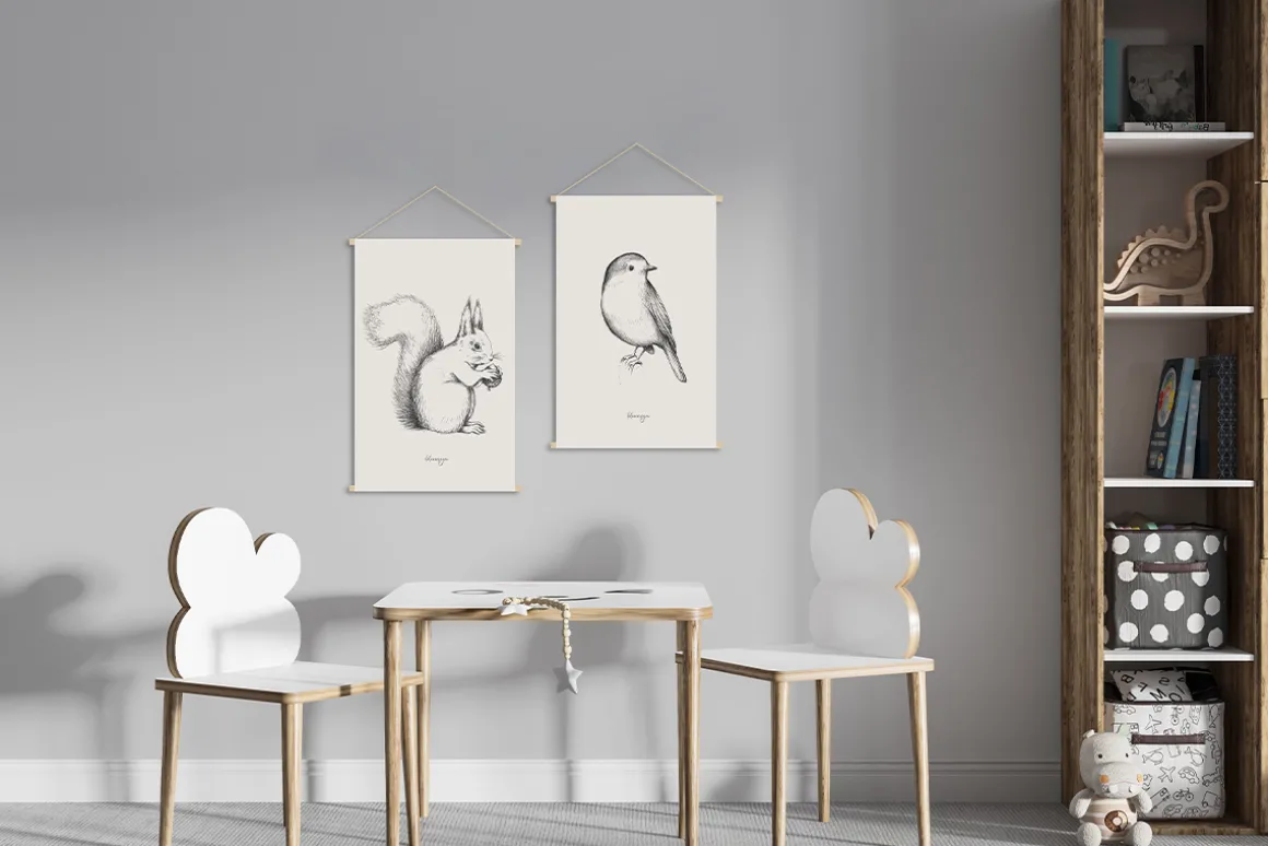 Online Miliboo Kakemono con estampado de pájaro 40 x 60 cm MELODY