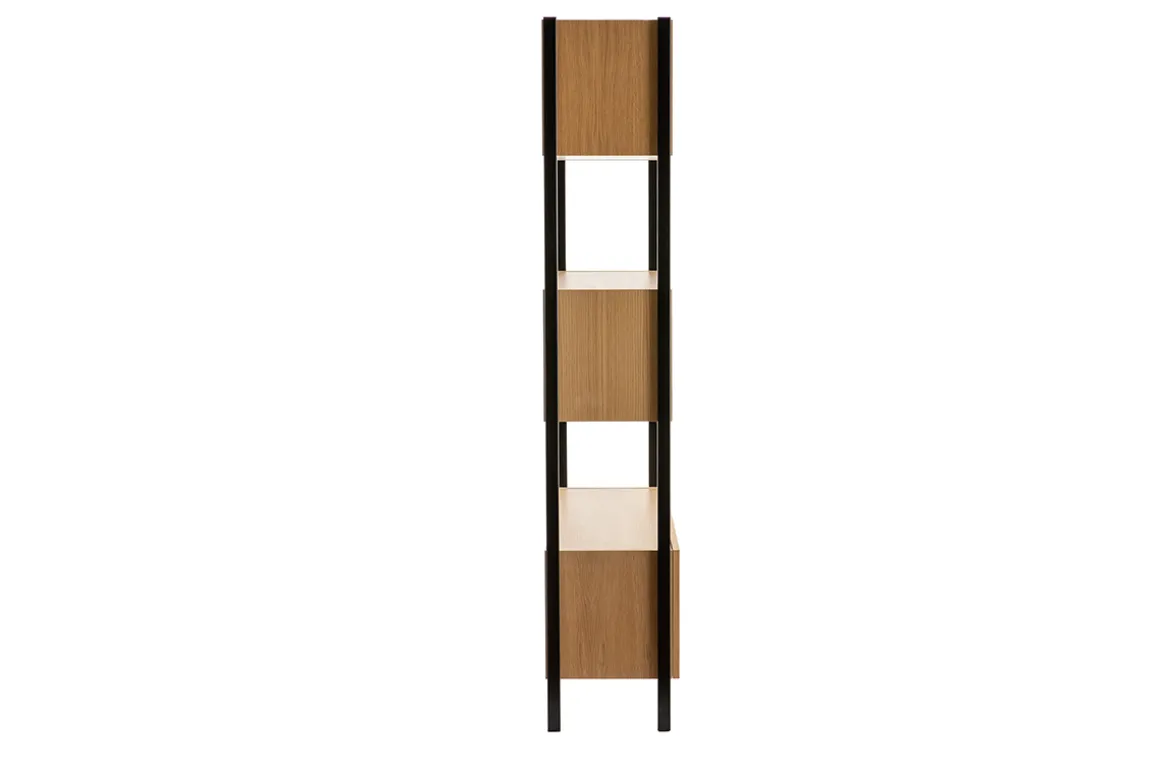 Cheap Miliboo Librería de contrachapado de roble con patas de metal negro SILKA