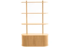 Clearance Miliboo Librería de pared de roble claro con almacenaje y 2 puertas correderas 90 cm EPIC