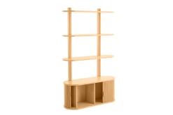 Clearance Miliboo Librería de pared de roble claro con almacenaje y 2 puertas correderas 90 cm EPIC
