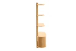 Clearance Miliboo Librería de pared de roble claro con almacenaje y 2 puertas correderas 90 cm EPIC