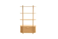 Clearance Miliboo Librería de pared de roble claro con almacenaje y 2 puertas correderas 90 cm EPIC