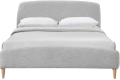 Clearance Miliboo Lit adulte scandinave tissu gris clair et bois 160 x 200 cm NIELS