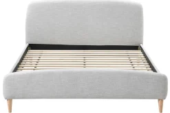 Clearance Miliboo Lit adulte scandinave tissu gris clair et bois 160 x 200 cm NIELS