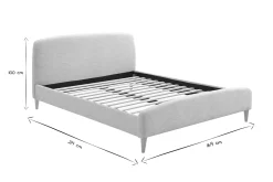 Clearance Miliboo Lit adulte scandinave tissu gris clair et bois 160 x 200 cm NIELS