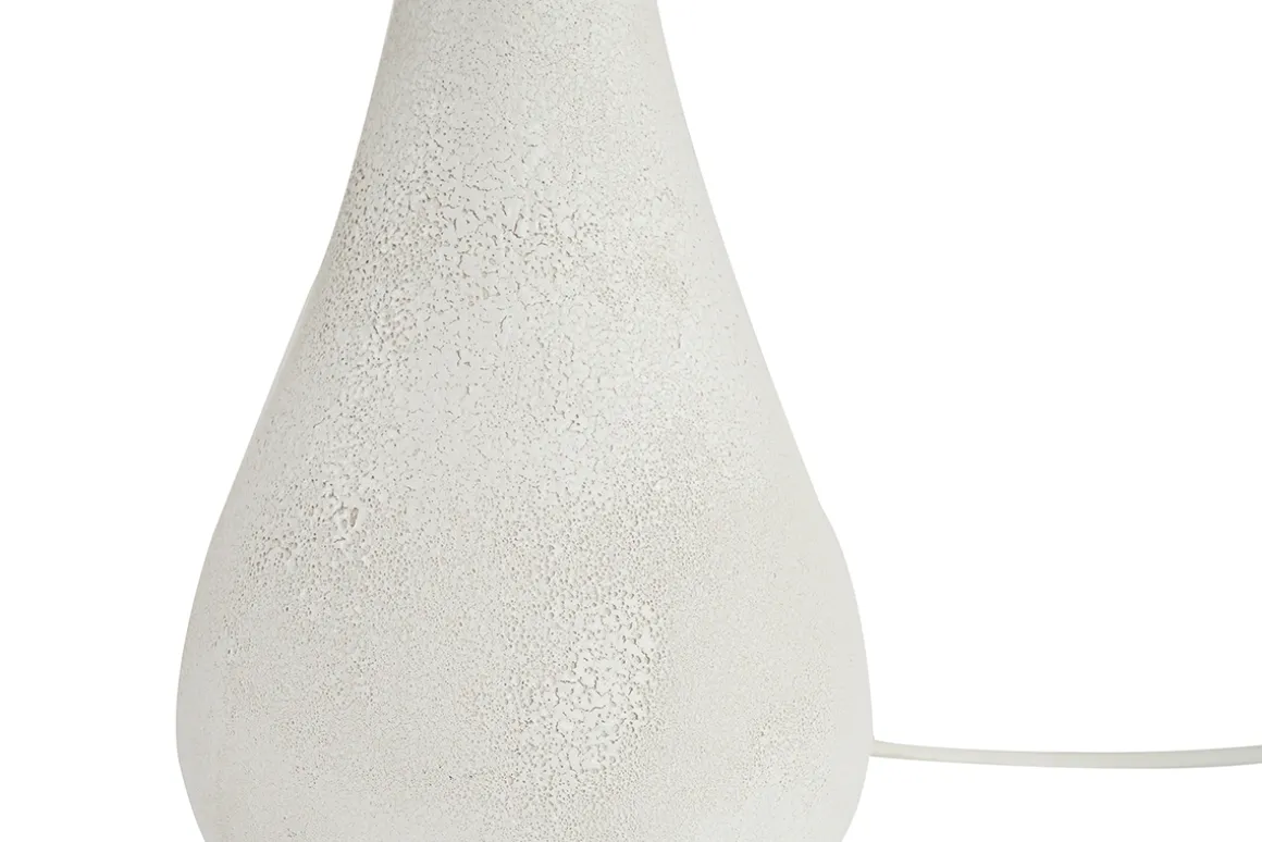 Hot Miliboo Lámpara de mesa blanca de cerámica efecto piedra con pantalla de rafia 49 cm PYRUS