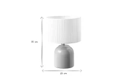 Flash Sale Miliboo Lámpara de mesa color topo de cerámica brillante con pantalla de tela plisada blanca 35 cm PIEGA